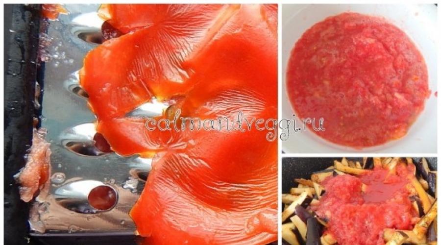 Koka aubergine med tomatsås.  Aubergine i tomatsås.  Aubergine i tomatsås för vintern